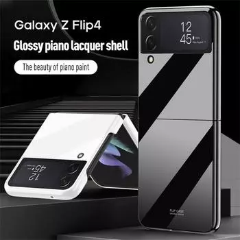 Для Samsung Galaxy Z Flip 4 Flip3 Чехол Роскошный Ультратонкий Глянцевый Чехол Складной Противоударный Защитный Жесткий Чехол Для Samsung Galaxy Z Flip 4 Flip3 For Z Flip 3 белый