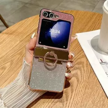 Для Samsung Galaxy Z Flip 5 6 Роскошный гальванический блестящий чехол складной шарнир противоударный жесткий чехол на заднюю панель аксессуары For Z Flip 5 синий