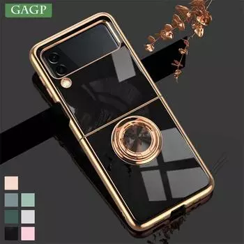 Для Samsung Galaxy Z Flip 5 Luxuy покрытие Магнитное металлическое кольцо-кронштейн чехол для Samsung Galaxy Z Flip 4 3 силиконовая задняя крышка For Z Flip 3 чёрный