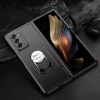 Для Samsung Galaxy Z Fold 2 Броня Тяжелый защитный противоударный чехол с кольцом на палец Жесткий чехол для ПК для Samsung Z Fold 2 W21 5g Only case серебряный