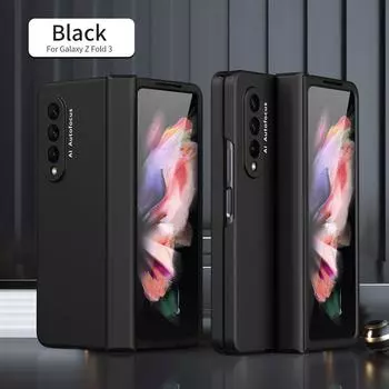 Для Samsung Galaxy Z Fold 3 4 5g шарнирный чехол для Samsung Z Fold 3 шарнирный чехол Z Fold4 со стеклянной пленкой на передний экран, полный бронированный чехол For Galaxy Z Fold 4 розовый