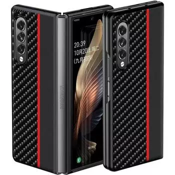 Для Samsung Galaxy Z Fold 3 5g Чехол Z Fold 2 Кожаный чехол из углеродного волокна для Sasmung Galaxy Z Fold3 Полный защитный чехол For Galaxy Z Fold 3 синий