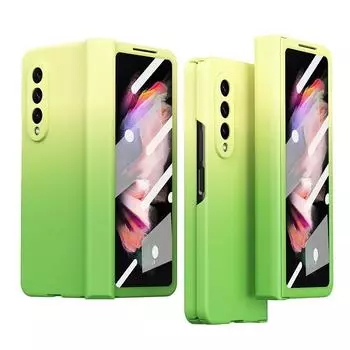 Для Samsung Galaxy Z Fold 3 5g шарнирный чехол для Samsung Z Fold 3 2 шарнирный чехол Z Fold3 со стеклянной пленкой на передний экран, полный бронированный чехол For Galaxy Z Fold 3 белый
