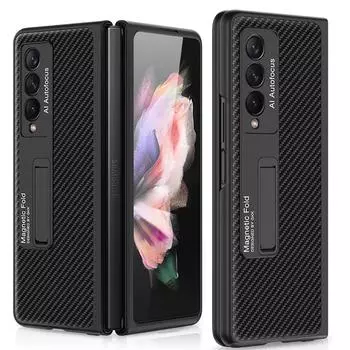 Для Samsung Galaxy Z Fold 3 Чехол Всесторонняя защита из углеродного волокна с беспроводной зарядкой и функциями подставки для просмотра Крышка for Galaxy Z Fold 3