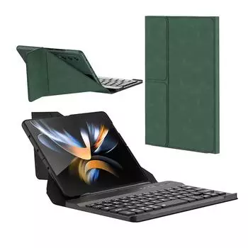 Для Samsung Galaxy Z Fold 4 3 Магнитная беспроводная клавиатура со складной кожаной откидной подставкой S-держатель для ручек с твердым чехлом (Нет S Pen ) NO S Pen