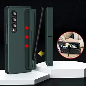 Для Samsung Galaxy Z Fold 4 3 Чехол Съемный Держатель Ручки Невидимый Кронштейн Подставка Жесткий Матовый Чехол Для ПК Со Стилусом Case with Touch Pen синий