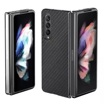 Для Samsung Galaxy Z Fold 4 чехол из углеродного волокна, Samsung Galaxy Z Fold 3 матовый тонкий легкий чехол из углеродного волокна с защитой от падения For Galaxy Z Fold 3 чёрный