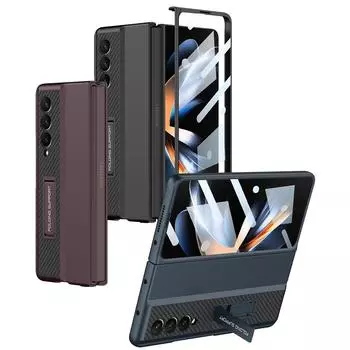 Для Samsung Galaxy Z Fold 4 чехол жесткий ПК телефон чехол с закаленным стеклом экран защитный кронштейн для Galaxy Z Fold4 Only Case No Pen зелёный