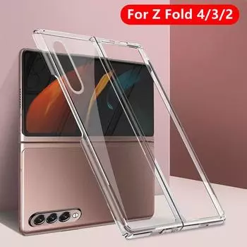 Для Samsung Galaxy Z Fold 4 Прозрачный чехол Передняя и задняя Защитная крышка Жесткий ПК Прозрачный бампер Z Fold4 Fundas