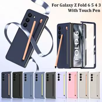 Для Samsung Galaxy Z Fold 6 5 4 3 чехол, удобный для кожи, матовый складной защитный экран, закаленная пленка, стилус, противоударный чехол For Galaxy Z Fold 5 белый