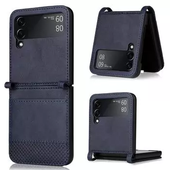 Для Samsung Z Flip4 кожаный чехол без отпечатков пальцев для Samsung Galaxy Z Flip 4 5g Flip4 Flip3 Flip 3 защитные чехлы for Samsung Z Flip 3 синий