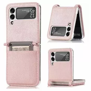 Для Samsung Z Flip4 Нескользящий кожаный чехол для телефона с держателем для карт Samsung Galaxy Z Flip4 5g Flip 4 Flip3 Flip 3, противоударный чехол for samsung z flip красный