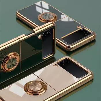 Для Samsung Z Flip 3 4 чехол с магнитным кольцом-держателем чехол для телефона Galaxy Z Flip 3 5G противоударный силиконовый чехол-подставка для задней панели For Samsung Z Flip 4 белый