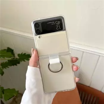 Для Samsung Z Flip 4 3 чехол для мобильного телефона ПК кольцо прозрачный защитный чехол Galaxy Z Flip3 4 официальный такой же чехол Galaxy Z Flip4 чистый