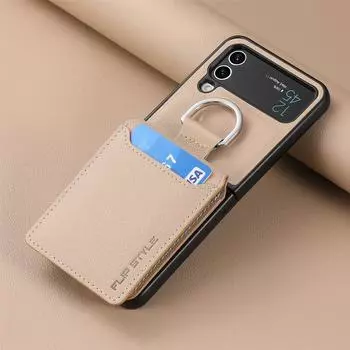 Для Samsung Z Flip 4 Zflip4 Anti-Dust Портативный кожаный чехол-держатель с кольцом для Samsung Galaxy Z Flip 4 Flip4 5g Чехлы для телефонов for Samsung Z Flip 4 красный