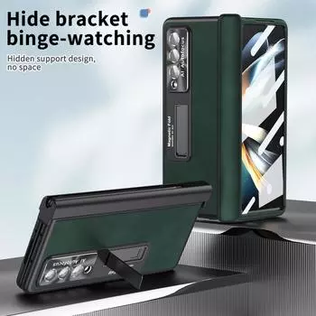 Для Samsung Z Fold 4 Матовый чехол для мобильного телефона с гнездом для S Pen для Samsung Galaxy Z Fold 4 5g Fold4 Полностью закаленная стеклянная пленка for Samsung Z Fold 4 коричневый