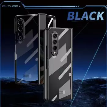 Для Samsung Z Fold 4 Прозрачный модный чехол с покрытием для Samsung Galaxy Z Fold 4 Fold4 Zfold4 Стеклянный пленочный чехол for Samsung Z Fold 4 чёрный
