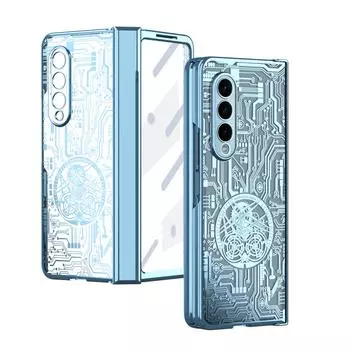 Для Samsung Z Fold 4 складной чехол с полным покрытием для Samsung Galaxy Z Fold 4 5g Fold4 Zfold4 пленочный чехол из закаленного стекла for Samsung Z Fold 4 синий