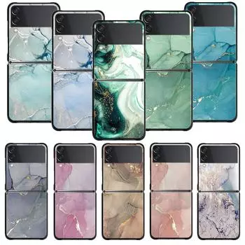 Для Samsung Zflip3 Z Flip3 5g Zflip Flip Черный ПК Смартфон Чехол Розовое Золото Мрамор Арт Мода Жесткий For Samsung Z Flip