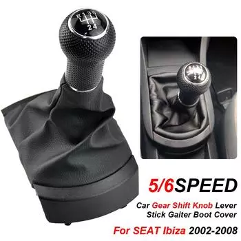 Для SEAT Ibiza 2002 2003 2004 2005 2006 2007 2008 автомобильный стайлинг ручка переключения передач рычаг руля чехол багажника воротник пылезащитный чехол 6 speed