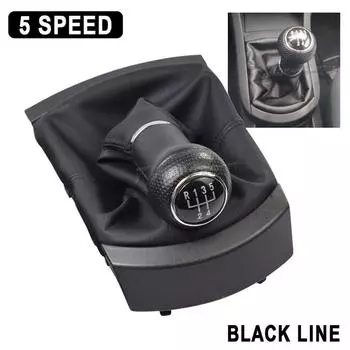 Для SEAT Ibiza 2002 2003 2004 2005 2006 2007 2008 2009 2010 ручка переключения передач кожаные гетры чехол для багажника автомобиля 5 скоростей 5 Speed Red Line