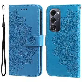 Для TECNO Spark 40 Pro+ 4G Чехол с цветочным узором из ПУ кожи, кошелек-подставка, чехол для телефона Blue