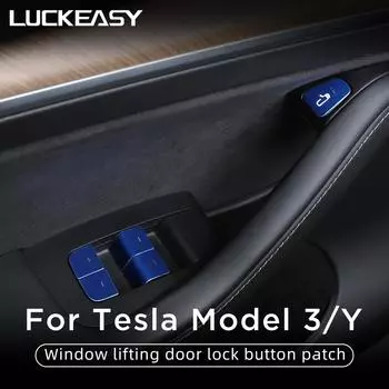 Для Tesla Model3 ModelY 2017-2023 кнопка подъема окна декоративная нашивка аксессуары для интерьера кнопка переключения окна автомобиля M3-DE43LRED