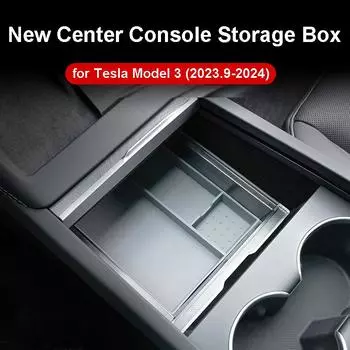 Для Tesla Model 3 2024 центральная консоль органайзер для хранения вещей прозрачный подлокотник чехол для хранения серый модифицированные аксессуары для интерьера
