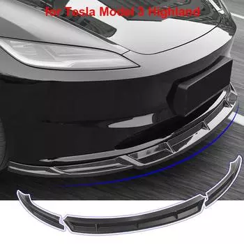 для Tesla Model 3 Highland 2024 Нижняя передняя губа бампера Body Kit Спойлер Разделитель бампера Canard Lip Автомобильные аксессуары Model3 матовый черный