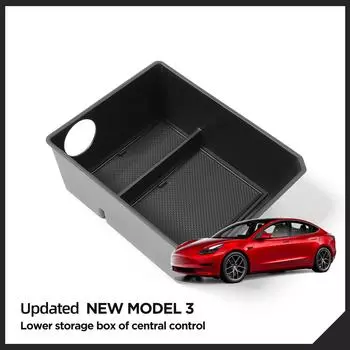 для Tesla Model 3 Highland 2025 Центральный консольный ящик для хранения вещей Нижний ярус Лоток для уборки Автомобильные аксессуары
