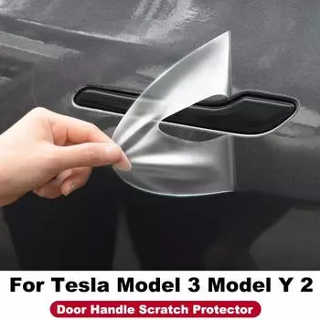 Для Tesla Model 3 Model Y 2017-2025 Защитная пленка для дверной ручки от царапин - перевернутая защитная пленка для дверной ручки TPU Автомобильная одежда