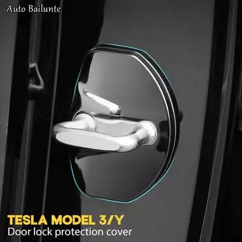 Для Tesla Model 3 Model Y 4 шт. Защитные крышки дверных замков, защелки, набор из 4 внутренних крышек чёрный