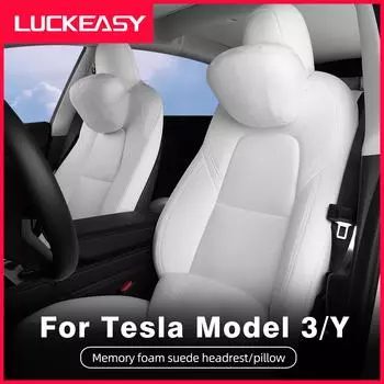Для Tesla Model 3 Model Y автомобильная подушка для шеи, аксессуары для интерьера, автомобильная пена с эффектом памяти, замша, дорожный подголовник, поясничный подголовник MYMA-MG02BLACK