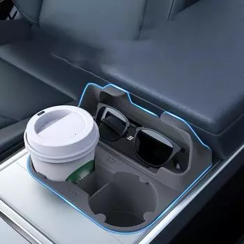 Для Tesla Model 3 Model Y Чехол для очков Подстаканник 2 в 1 Центральная консоль Ящик для хранения вещей Автомобиль серый