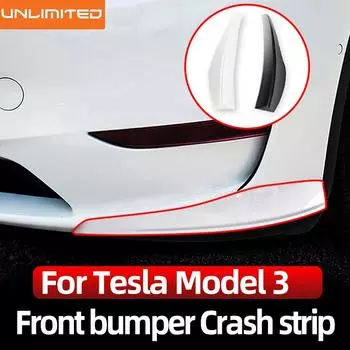 Для Tesla Model 3, передняя панель автомобиля, защитная крышка, накладка из АБС-пластика, угловая полоса для защиты от столкновений, аксессуары для переднего бампера 3 Black 2pcs