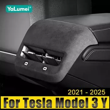 Для Tesla Model 3 Y 2021 2022 2023 2024 2025 ABS Автомобильный задний кондиционер вентиляционный выход крышка рамка отделка чехол наклейка чёрный