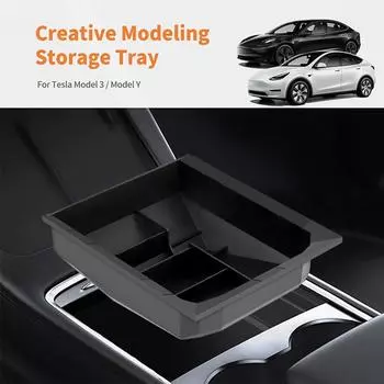 Для Tesla Model 3 Y 2024 2024 2024 Аксессуары Органайзер для центральной консоли автомобиля Ящик для хранения ABS Аксессуары для салона автомобиля чёрный