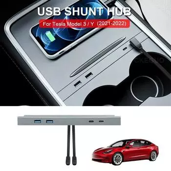Для Tesla Model 3 Y 27 Вт быстрое зарядное устройство USB Type C шунтирующий концентратор расширение интеллектуальная док-станция USB питание разветвитель новый