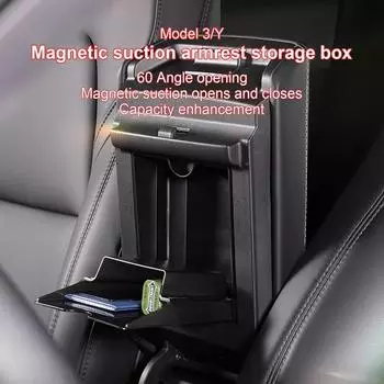 Для Tesla Model 3/Y центральная консоль скрытый ящик для хранения магнитный автомобильный подлокотник ящик органайзер защитный чехол автомобильный интерьер аксессуар чёрный