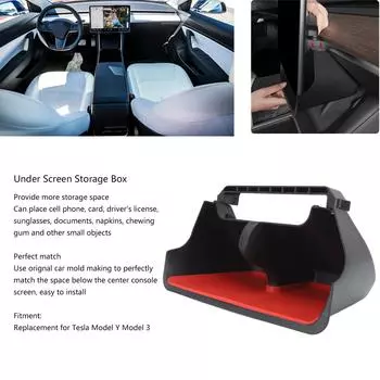 Для Tesla Model 3/Y ящик для хранения под экраном, органайзер для центральной консоли, лоток, магнитный держатель для салфеток на приборной панели Tesla Tesla оранжевый