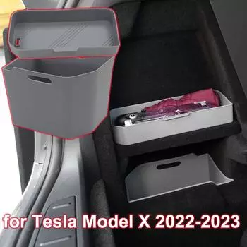 для Tesla Model X Органайзер для хранения в заднем багажнике, ящик-лоток, силиконовый водонепроницаемый, ModelX 2023 2022, протектор, аксессуары для салона автомобиля