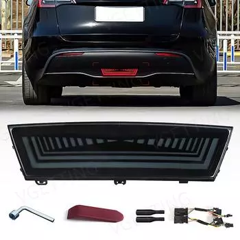 Для Tesla Model Y 2019 2020 2021 2022 Функции 3 в 1 Задний ходовой огонь Стоп-сигнал Динамический желтый указатель поворота Светодиодный контрольный свет White Yellow