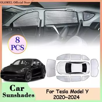 для Tesla Model Y 2020 2024 2024 2024 2024 Солнцезащитные козырьки с полным покрытием для боковых окон Солнцезащитные козырьки для заднего стекла автомобиля Шторы Аксессуары
