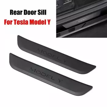 Для Tesla Model Y 2022 2023 оригинальная защитная наклейка на заднюю дверь автомобиля, декоративная наклейка modelY, защитная полоса для педали 1 pair