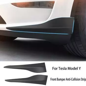 Для Tesla Model Y 2023-2017 2 шт. передний бампер анти-столкновительная полоса TPE передний угол защитные накладки на губу внешние аксессуары чёрный