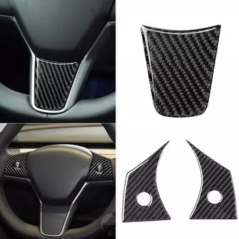 Для Tesla Model Y Model 3 углеродное волокно, накладка на руль автомобиля, рамка, декоративная наклейка, стиль интерьера B