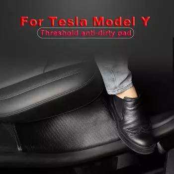 Для Tesla Model Y задняя дверь порог кожаный защитный противоударный коврик 2 шт / комплект приветственный стол износостойкий коврик