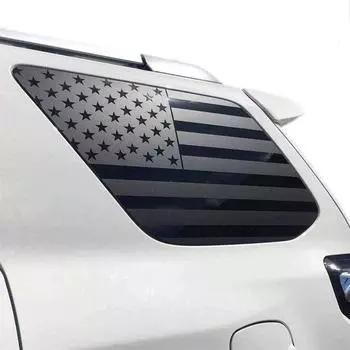 Для Toyota 4 Runner 2010-2022 Наклейки на окна в стиле американского флага Черные 2 шт.