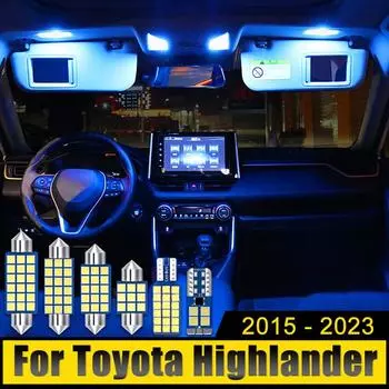 Для Toyota Highlander XU50 XU70 Kluger 2015-2019 2020 2024 2024 2024 9 шт. светодиодные лампы для автомобильного купола, лампы для зеркала, лампы для багажника белый