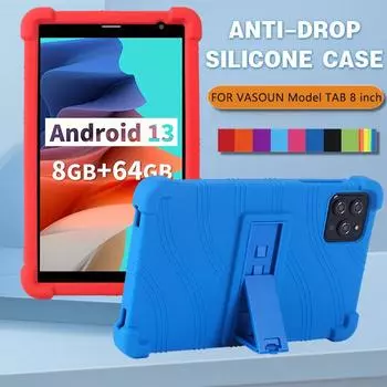 Для VASOUN Model TAB 8 дюймов Kickstand Coat противоударный чехол для планшета мягкий силиконовый чехол-подставка защитная оболочка красный
